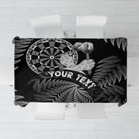 Personalised New Zealand Aotearoa Darts Masters Tablecloth Silver Fern and Maori Spirit LT03 Black - Polynesian Pride