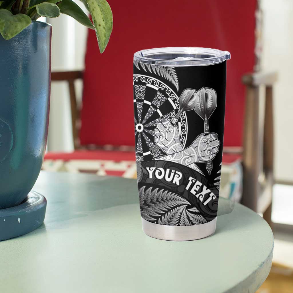 Personalised New Zealand Aotearoa Darts Masters Tumbler Cup Silver Fern and Maori Spirit - Polynesian Pride