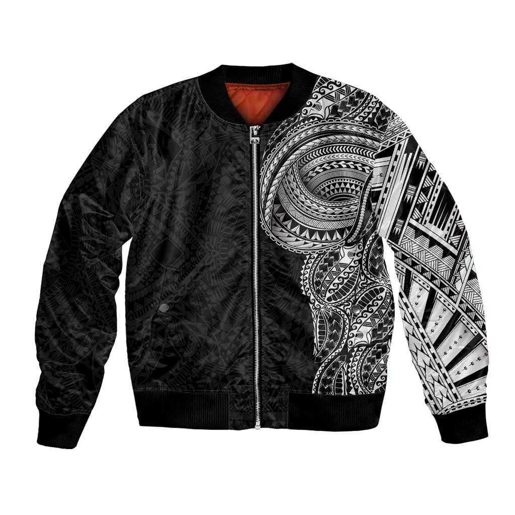 Traditional Polynesian Art Tattoos Bomber Jacket Black Color - Polynesian Pride