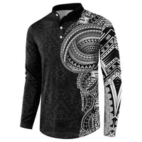 Traditional Polynesian Art Tattoos Button Sweatshirt Black Color - Polynesian Pride