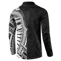 Traditional Polynesian Art Tattoos Button Sweatshirt Black Color - Polynesian Pride