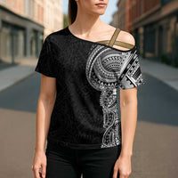 Traditional Polynesian Art Tattoos Cross Shoulder Shirt Black Color - Polynesian Pride