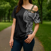 Traditional Polynesian Art Tattoos Cross Shoulder Shirt Black Color - Polynesian Pride