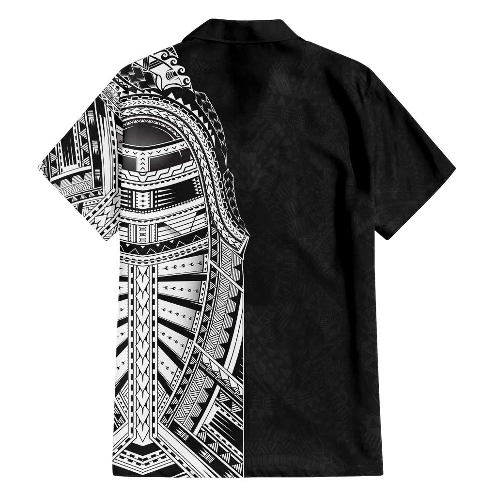 Traditional Polynesian Art Tattoos Family Matching Short Sleeve Bodycon Dress and Hawaiian Shirt Black Color - Polynesian Pride