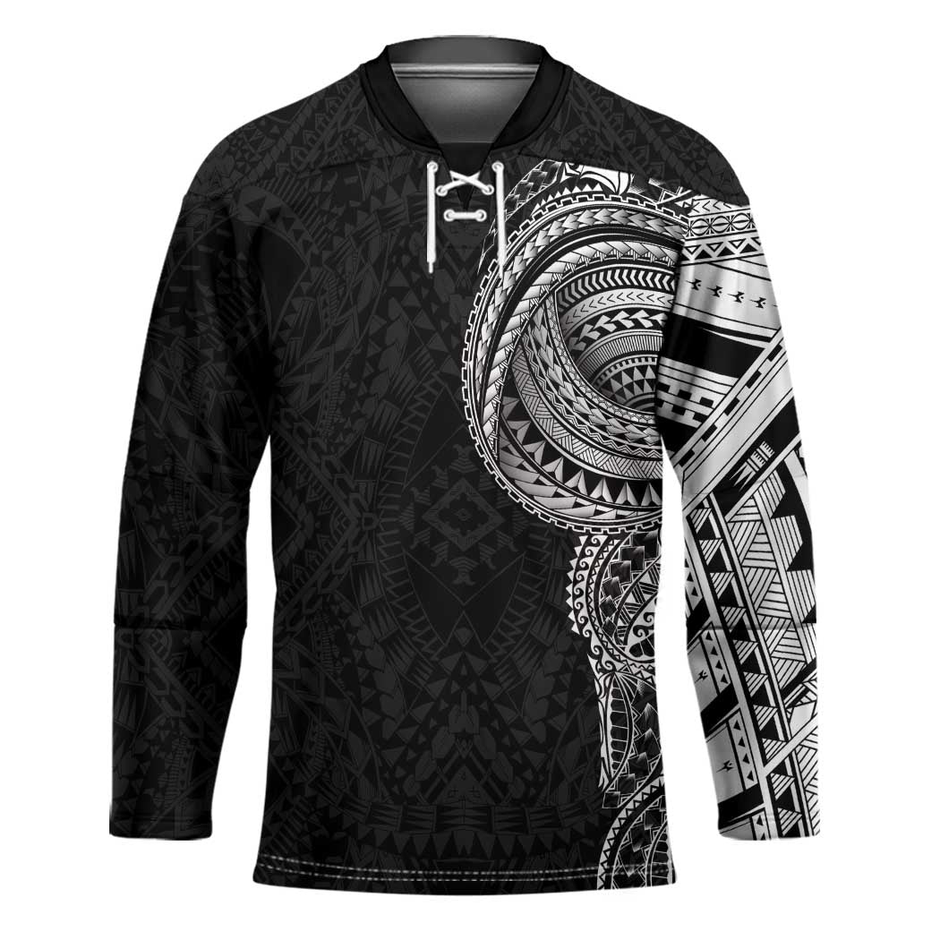 Traditional Polynesian Art Tattoos Hockey Jersey Black Color - Polynesian Pride