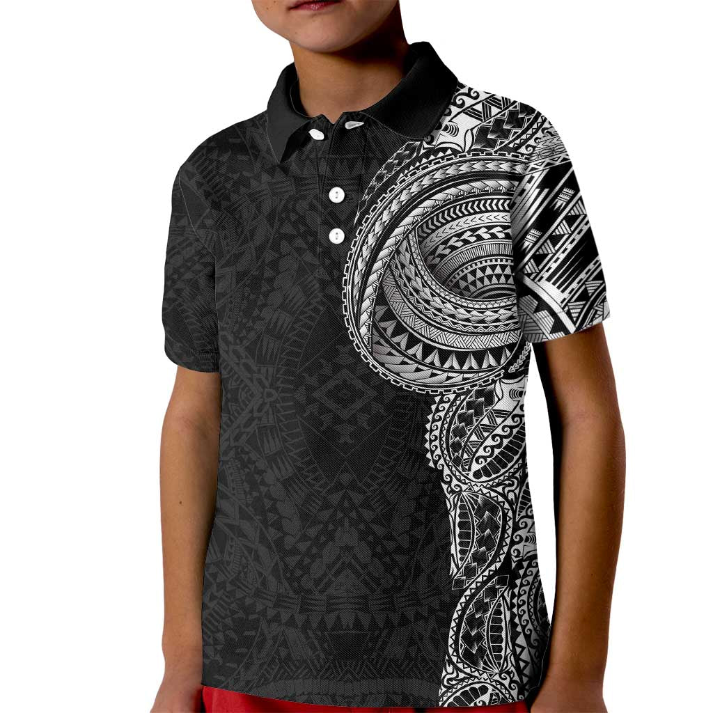 Traditional Polynesian Art Tattoos Kid Polo Shirt Black Color - Polynesian Pride