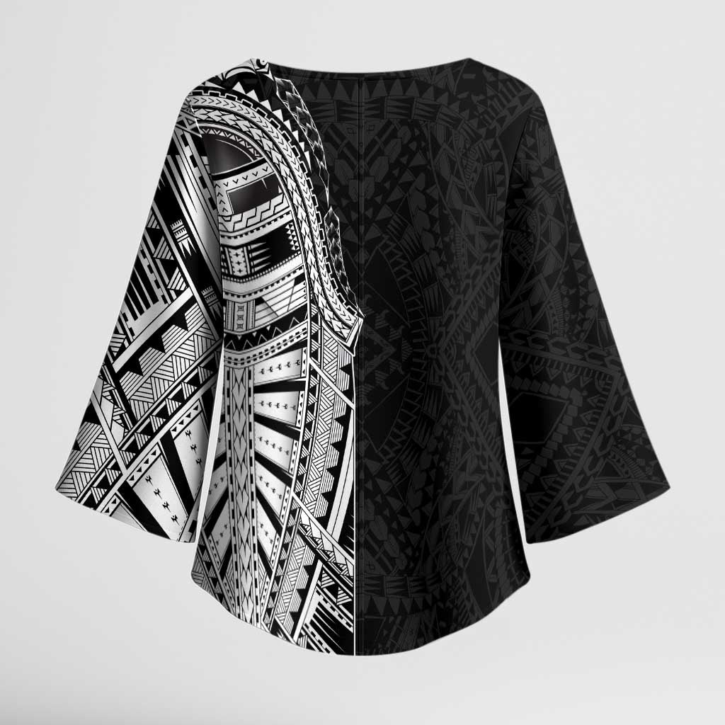 Traditional Polynesian Art Tattoos Kimono Sleeve Blouse Black Color - Polynesian Pride