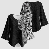 Traditional Polynesian Art Tattoos Kimono Sleeve Blouse Black Color - Polynesian Pride