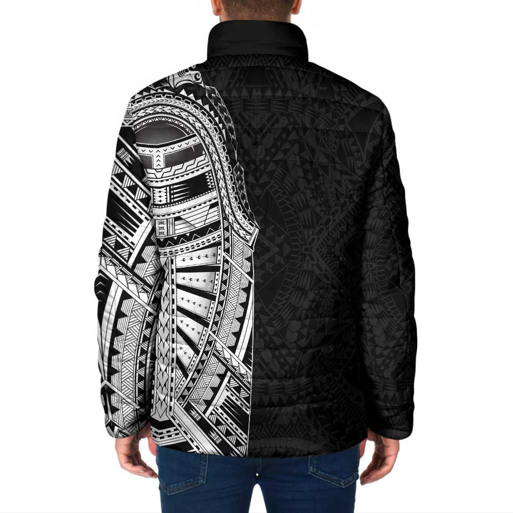 Traditional Polynesian Art Tattoos Padded Jacket Black Color - Polynesian Pride