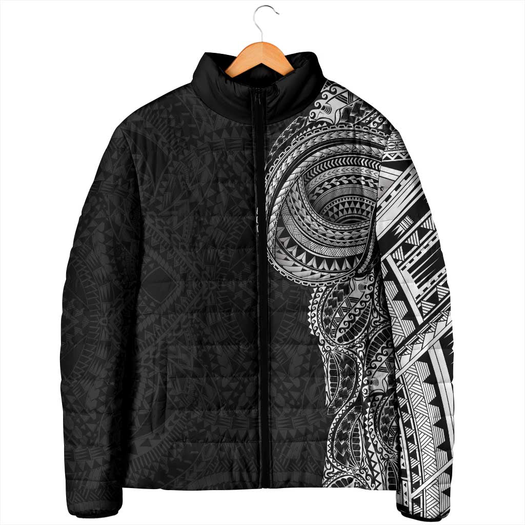 Traditional Polynesian Art Tattoos Padded Jacket Black Color - Polynesian Pride