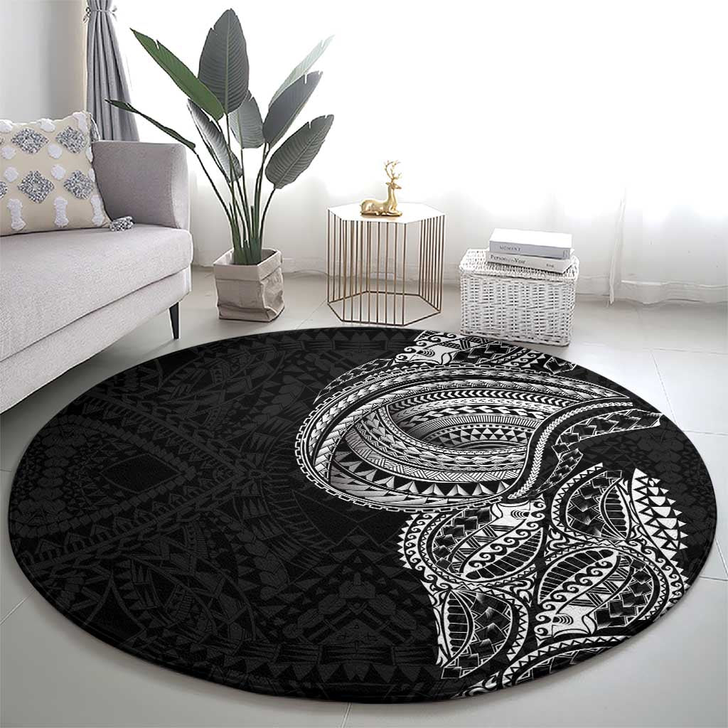 Traditional Polynesian Art Tattoos Round Carpet Black Color - Polynesian Pride