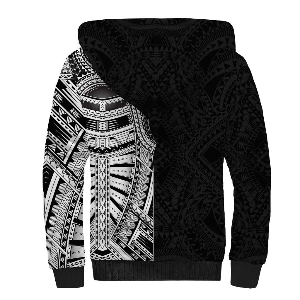 Traditional Polynesian Art Tattoos Sherpa Hoodie Black Color - Polynesian Pride