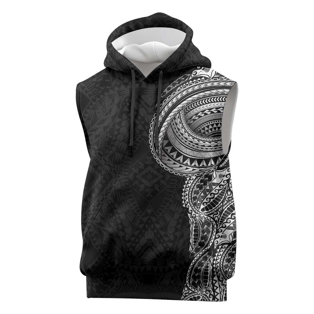 Traditional Polynesian Art Tattoos Sleeveless Hoodie Black Color - Polynesian Pride