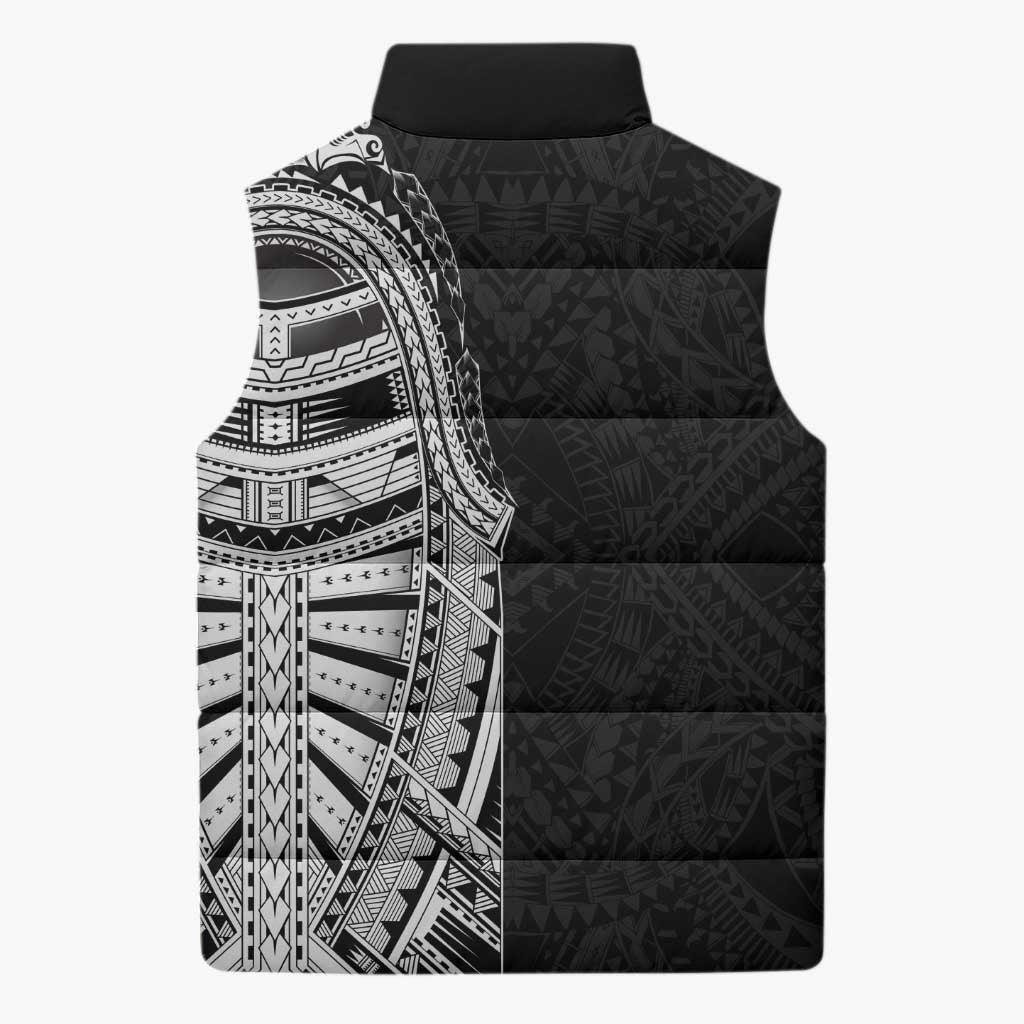 Traditional Polynesian Art Tattoos Sleeveless Puffer Jacket Black Color - Polynesian Pride