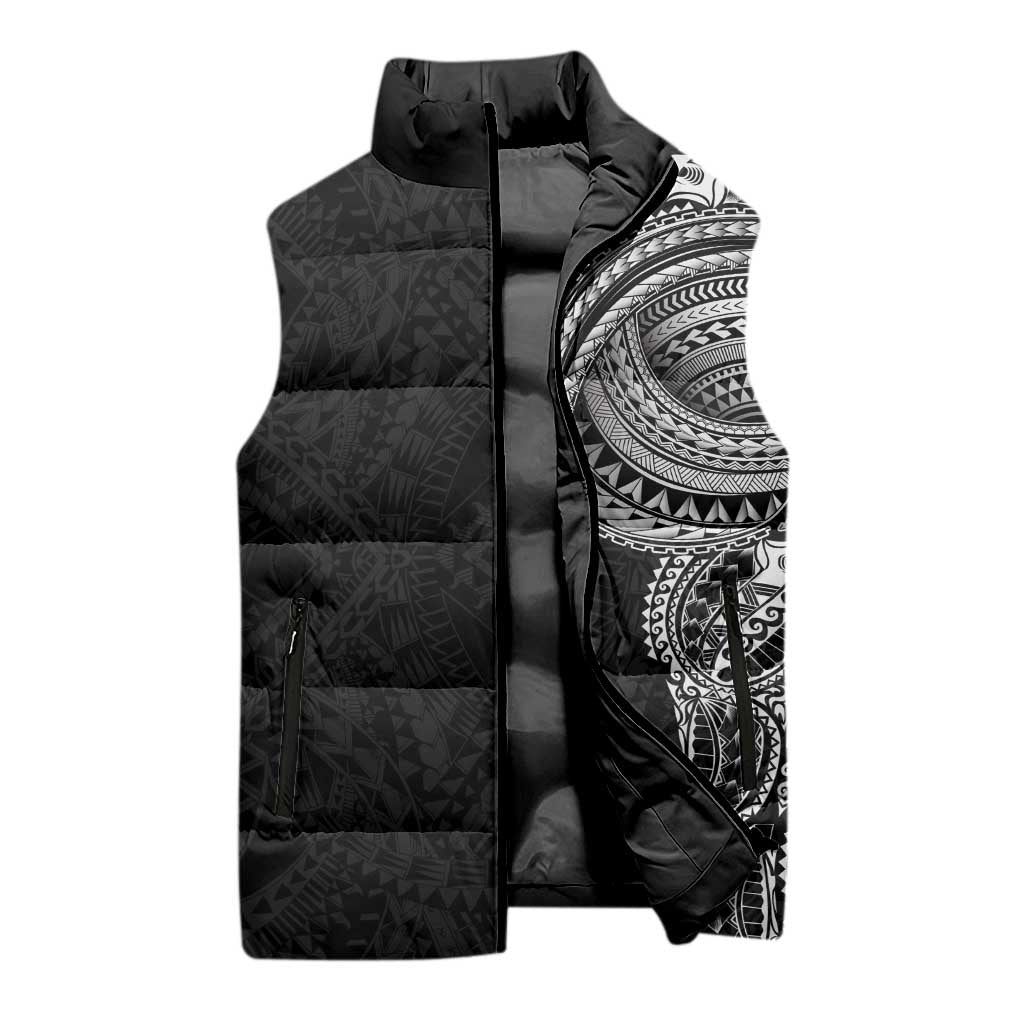 Traditional Polynesian Art Tattoos Sleeveless Puffer Jacket Black Color - Polynesian Pride