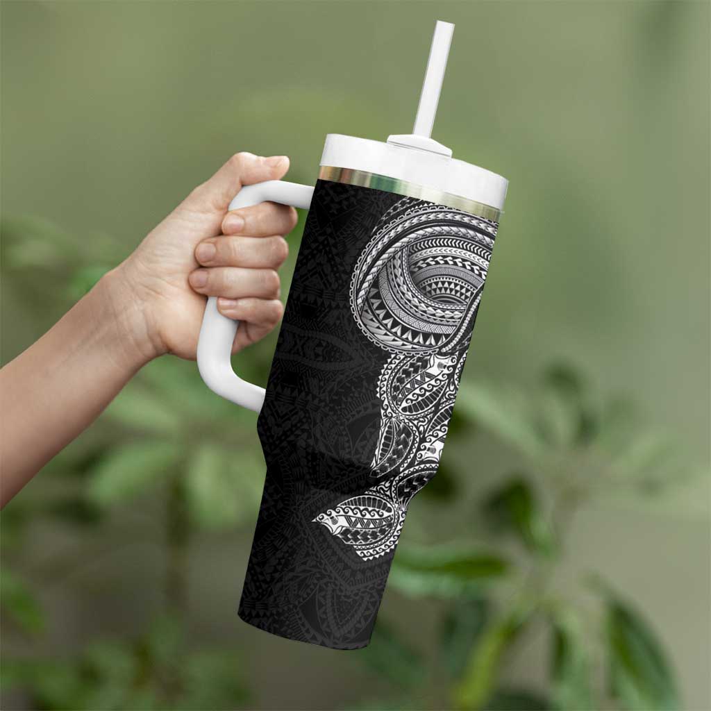 Traditional Polynesian Art Tattoos Tumbler With Handle Black Color - Polynesian Pride