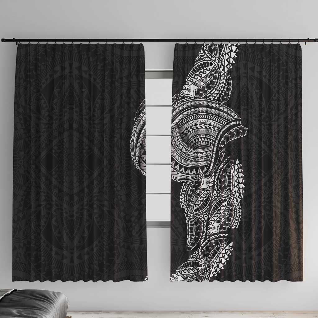 Traditional Polynesian Art Tattoos Window Curtain Black Color - Polynesian Pride
