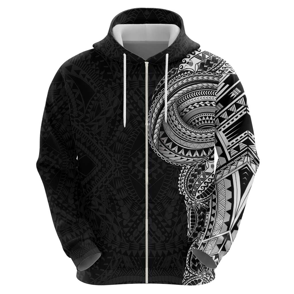 Traditional Polynesian Art Tattoos Zip Hoodie Black Color - Polynesian Pride