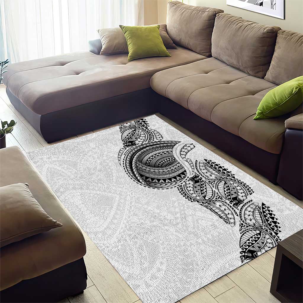 Traditional Polynesian Art Tattoos Area Rug White Color - Polynesian Pride