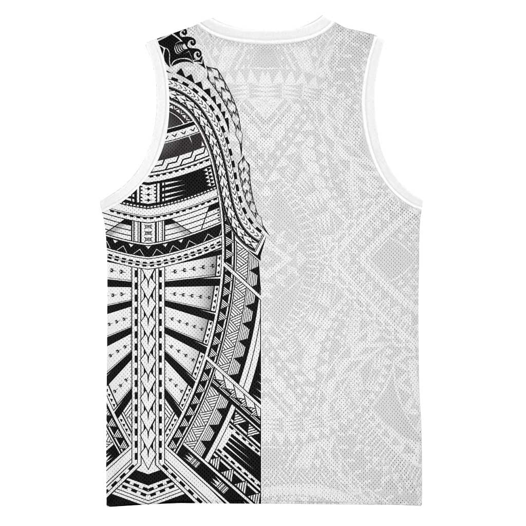 Traditional Polynesian Art Tattoos Basketball Jersey White Color - Polynesian Pride