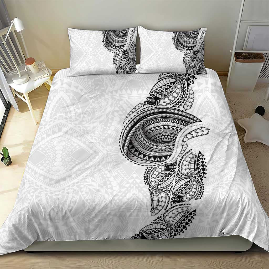 Traditional Polynesian Art Tattoos Bedding Set White Color - Polynesian Pride