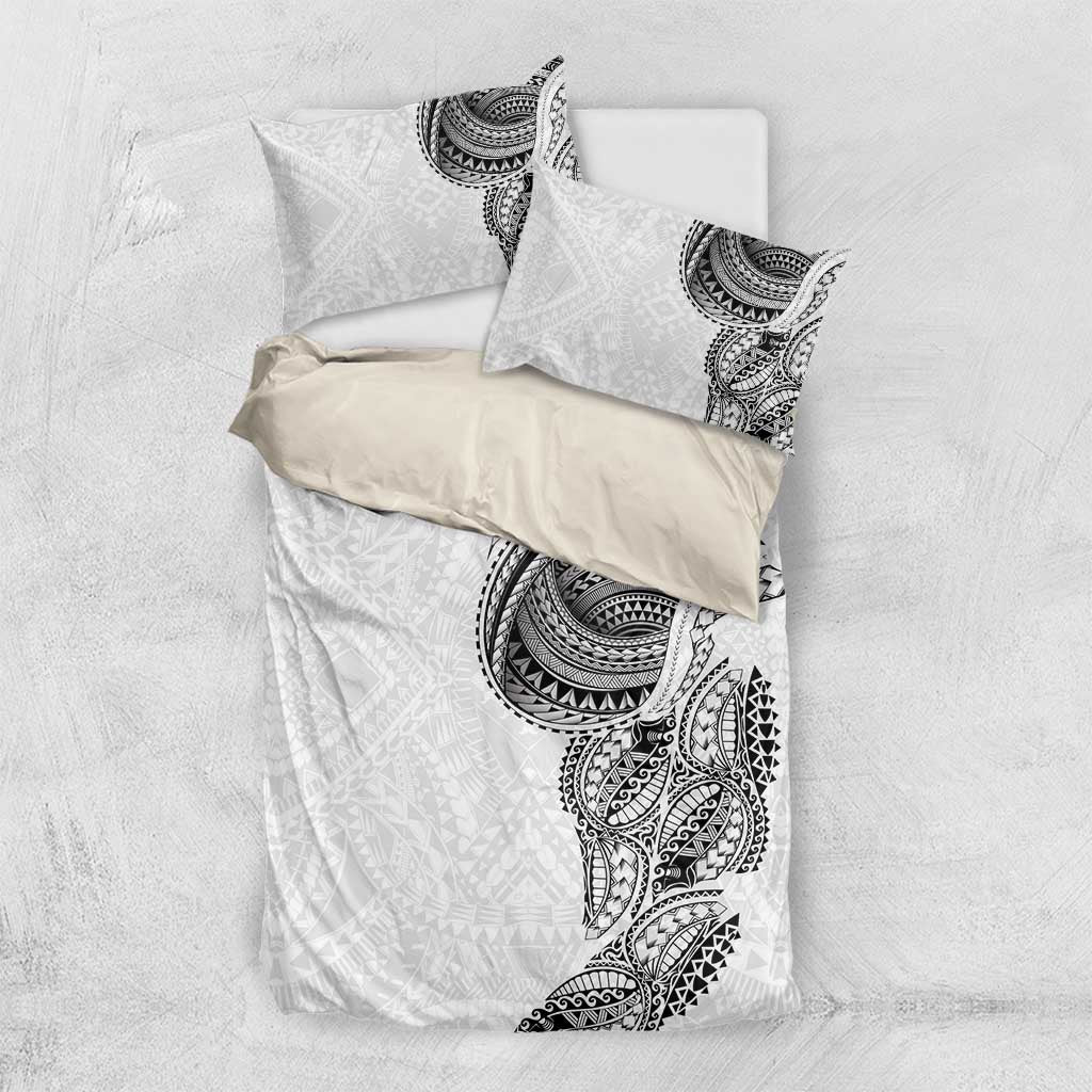 Traditional Polynesian Art Tattoos Bedding Set White Color - Polynesian Pride