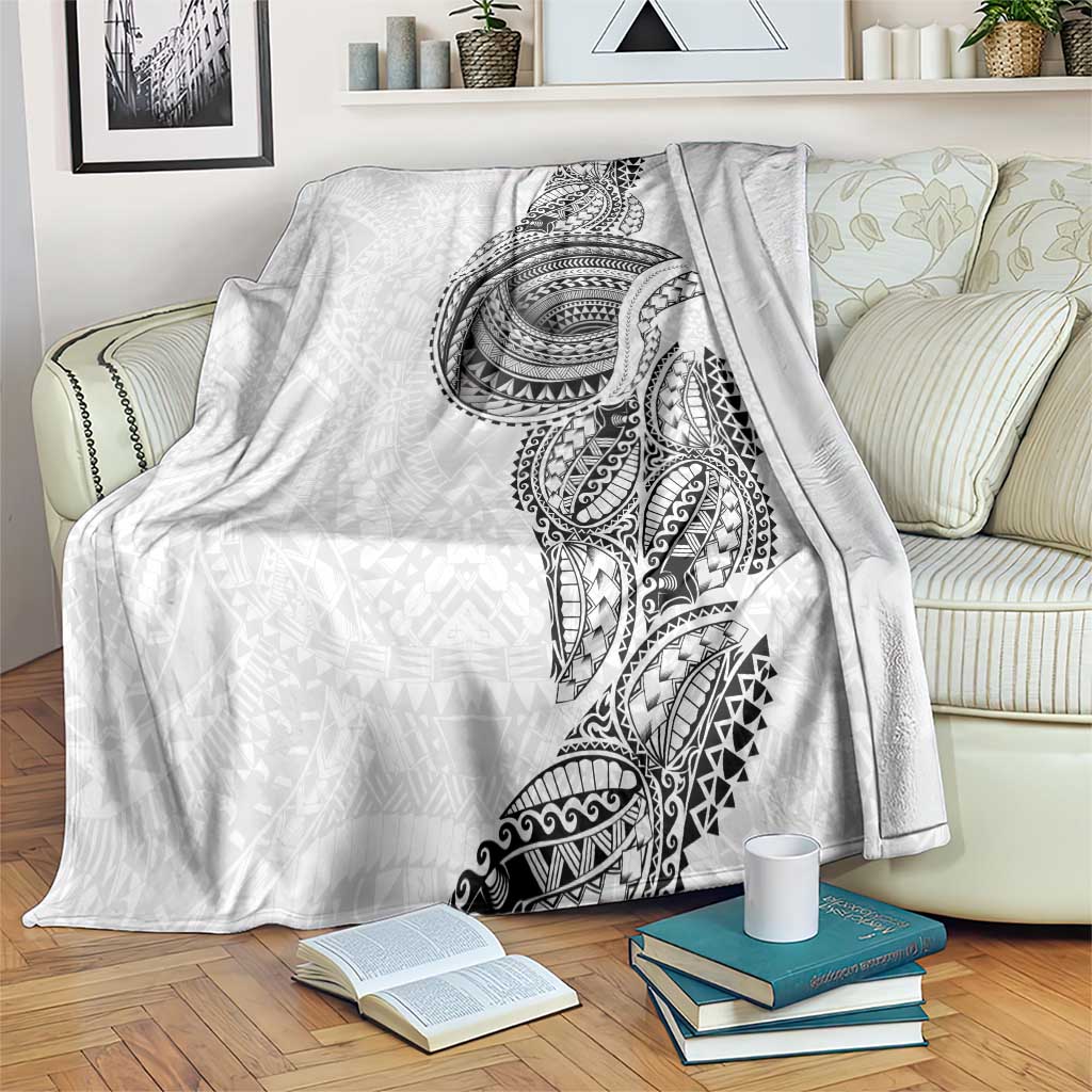 Traditional Polynesian Art Tattoos Blanket White Color - Polynesian Pride