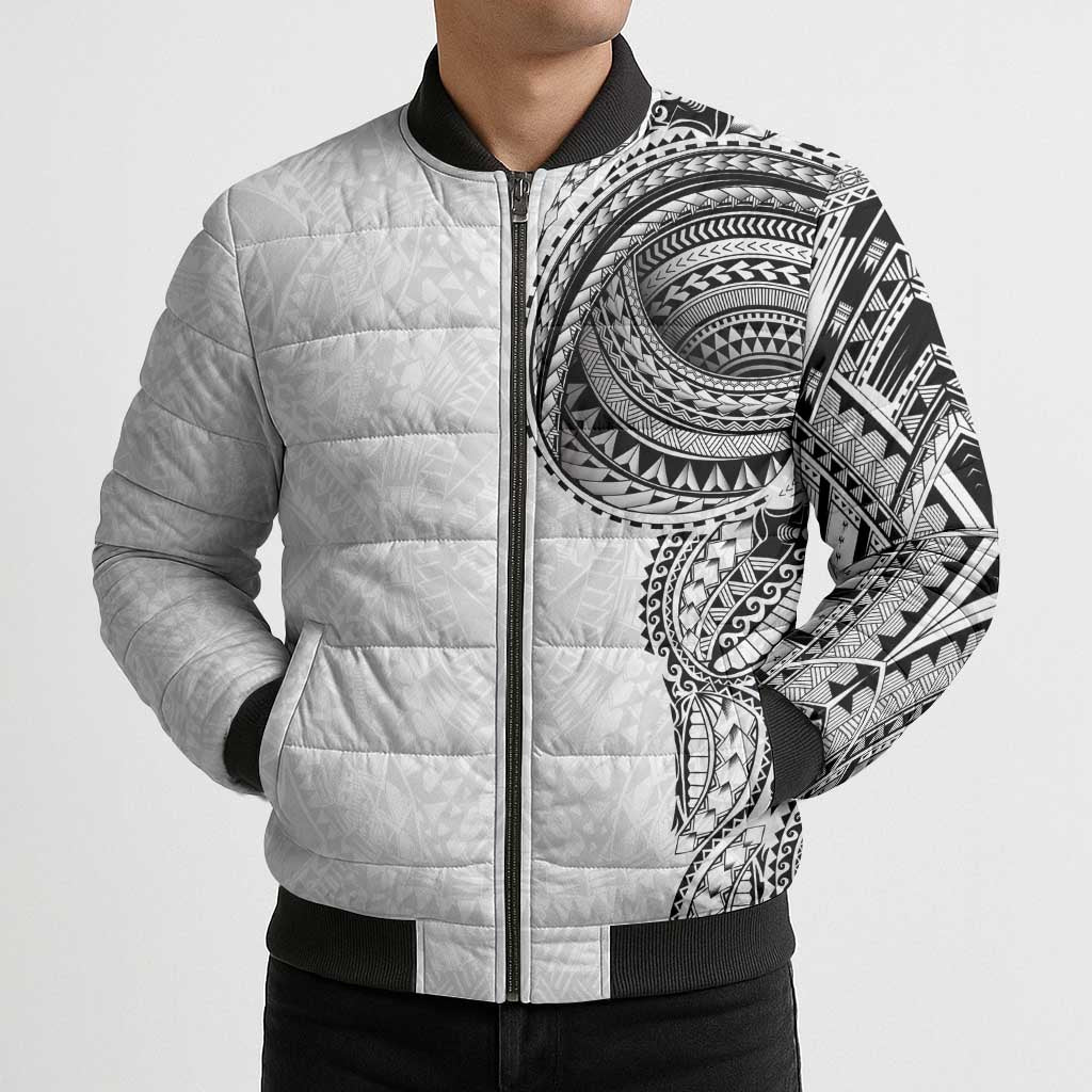 Traditional Polynesian Art Tattoos Bomber Puffer Jacket White Color - Polynesian Pride