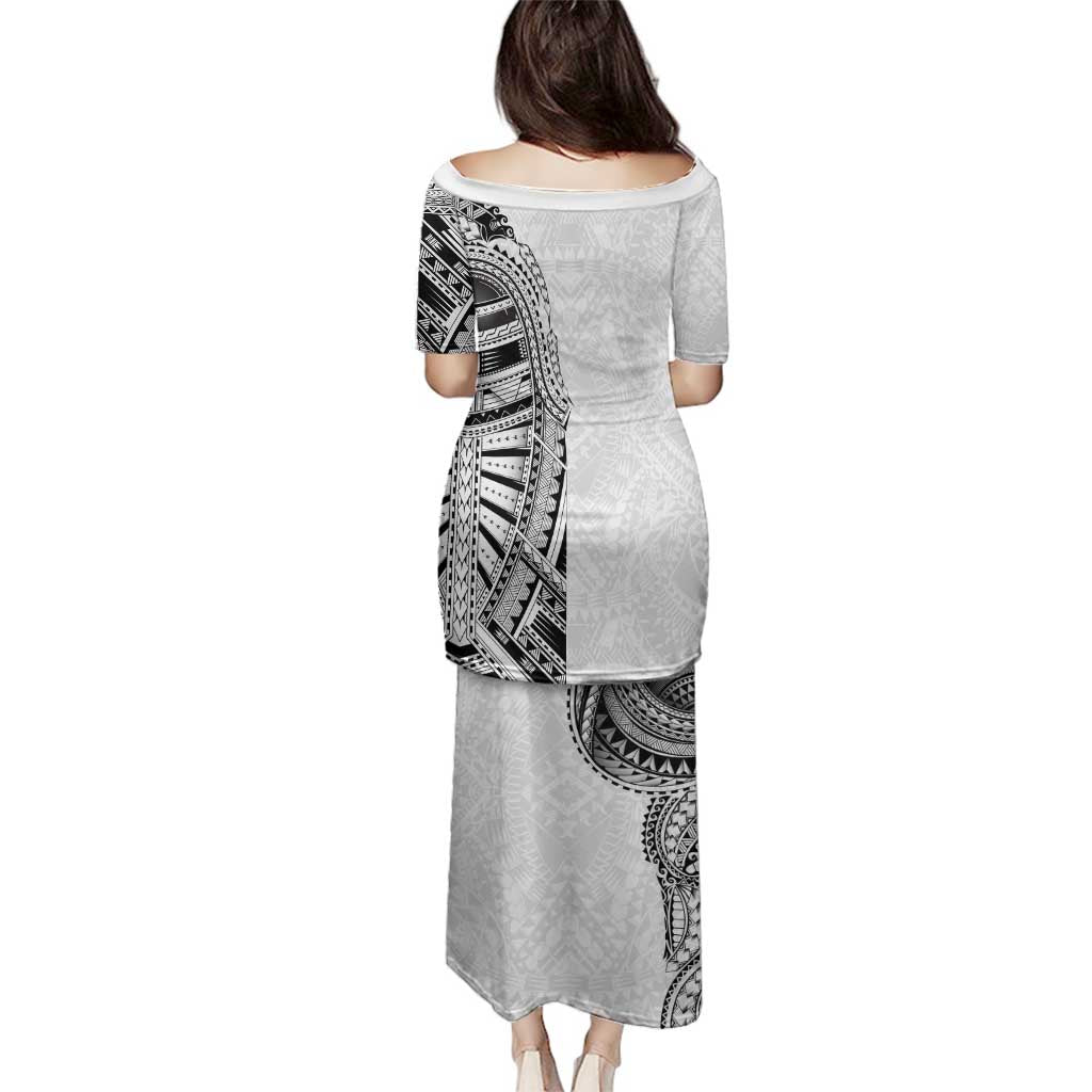 Traditional Polynesian Art Tattoos Family Matching Puletasi and Hawaiian Shirt White Color - Polynesian Pride