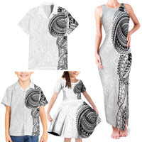 Traditional Polynesian Art Tattoos Family Matching Tank Maxi Dress and Hawaiian Shirt White Color - Polynesian Pride