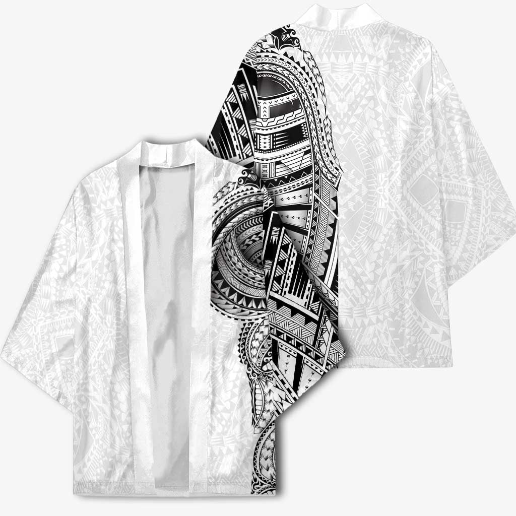 Traditional Polynesian Art Tattoos Kimono White Color - Polynesian Pride