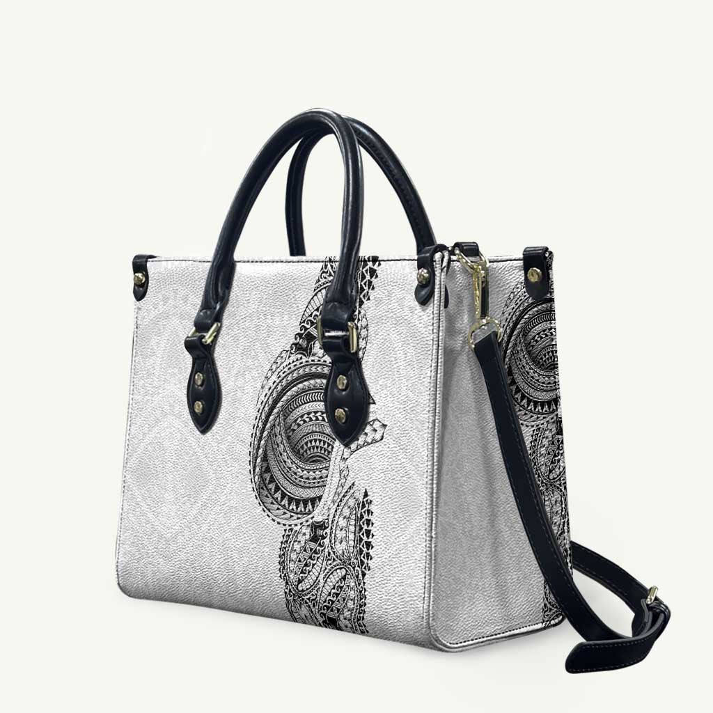 Traditional Polynesian Art Tattoos Leather Bag White Color - Polynesian Pride
