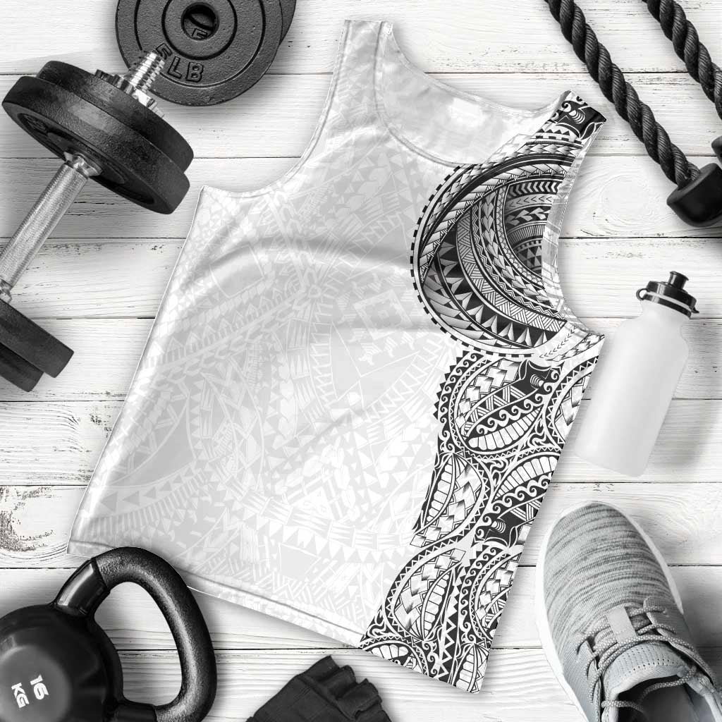 Traditional Polynesian Art Tattoos Men Tank Top White Color - Polynesian Pride