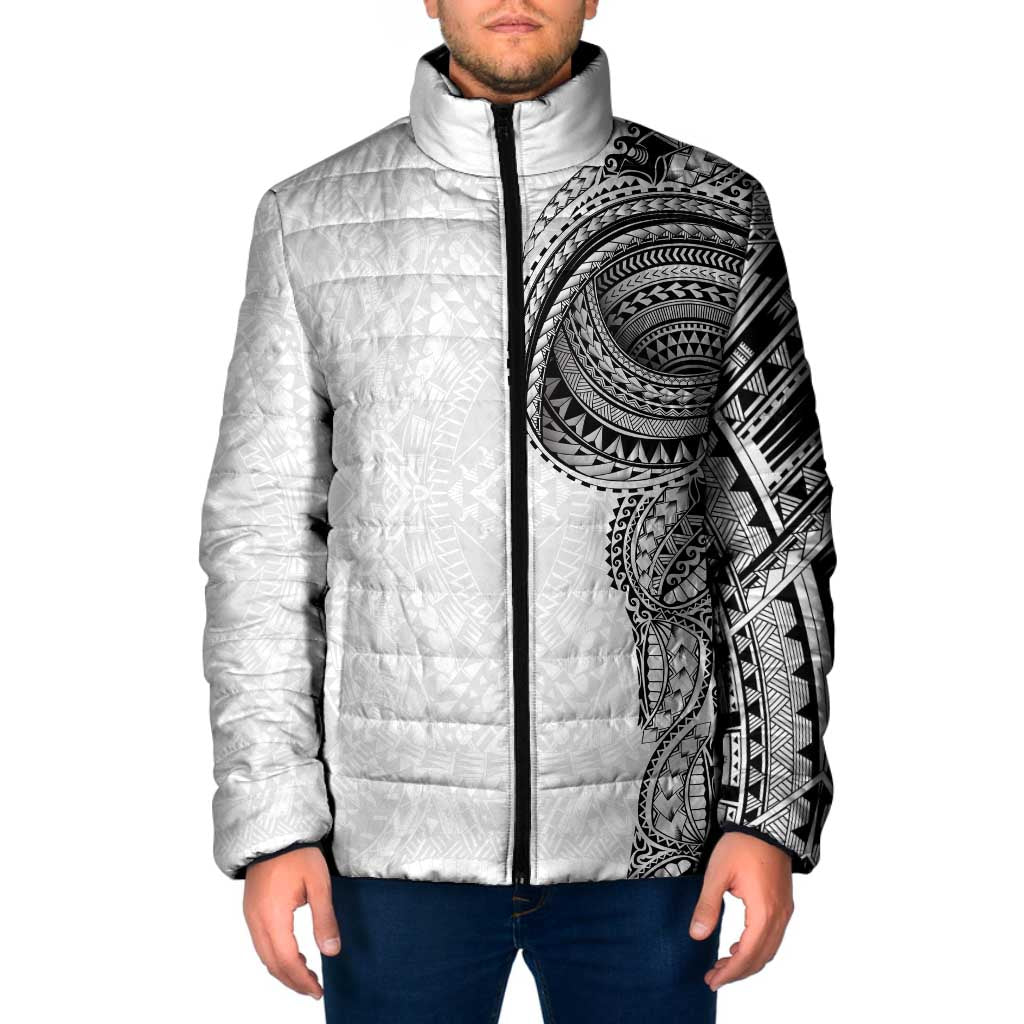 Traditional Polynesian Art Tattoos Padded Jacket White Color - Polynesian Pride