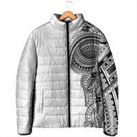 Traditional Polynesian Art Tattoos Padded Jacket White Color - Polynesian Pride