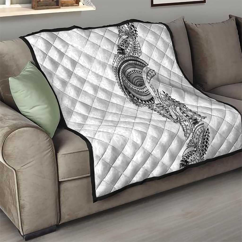 Traditional Polynesian Art Tattoos Quilt White Color - Polynesian Pride
