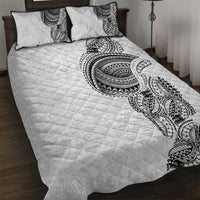 Traditional Polynesian Art Tattoos Quilt Bed Set White Color - Polynesian Pride