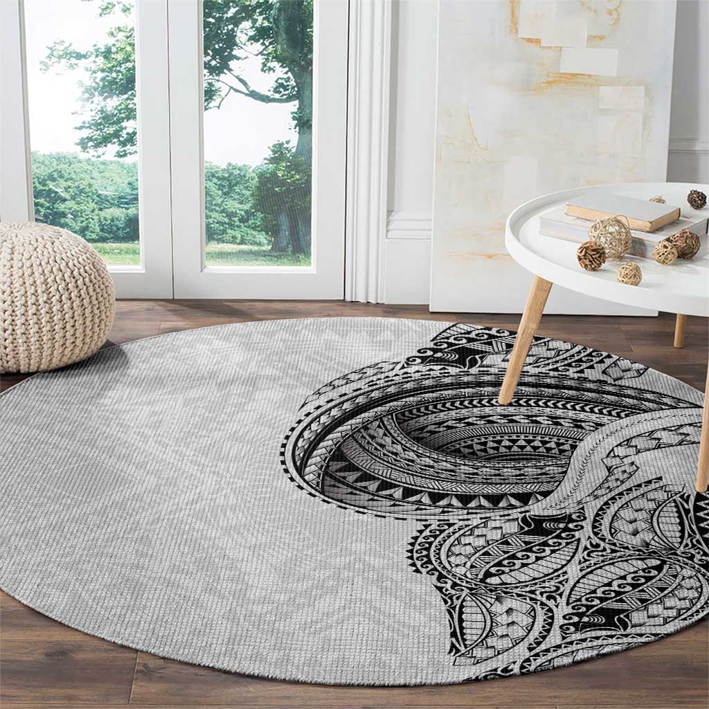 Traditional Polynesian Art Tattoos Round Carpet White Color - Polynesian Pride