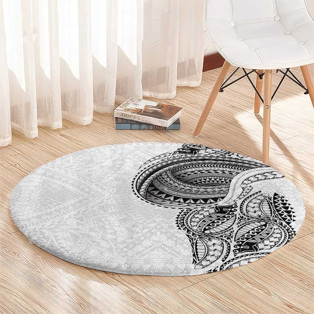 Traditional Polynesian Art Tattoos Round Carpet White Color - Polynesian Pride
