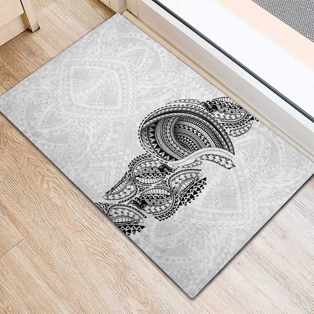 Traditional Polynesian Art Tattoos Rubber Doormat White Color - Polynesian Pride