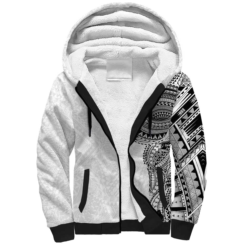 Traditional Polynesian Art Tattoos Sherpa Hoodie White Color - Polynesian Pride