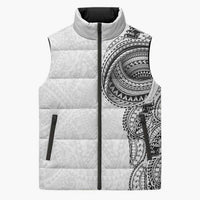 Traditional Polynesian Art Tattoos Sleeveless Puffer Jacket White Color - Polynesian Pride
