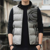 Traditional Polynesian Art Tattoos Sleeveless Puffer Jacket White Color - Polynesian Pride