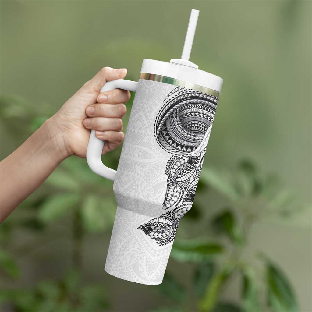 Traditional Polynesian Art Tattoos Tumbler With Handle White Color - Polynesian Pride