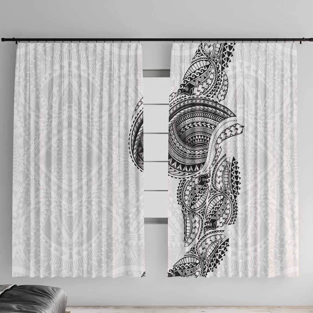 Traditional Polynesian Art Tattoos Window Curtain White Color - Polynesian Pride