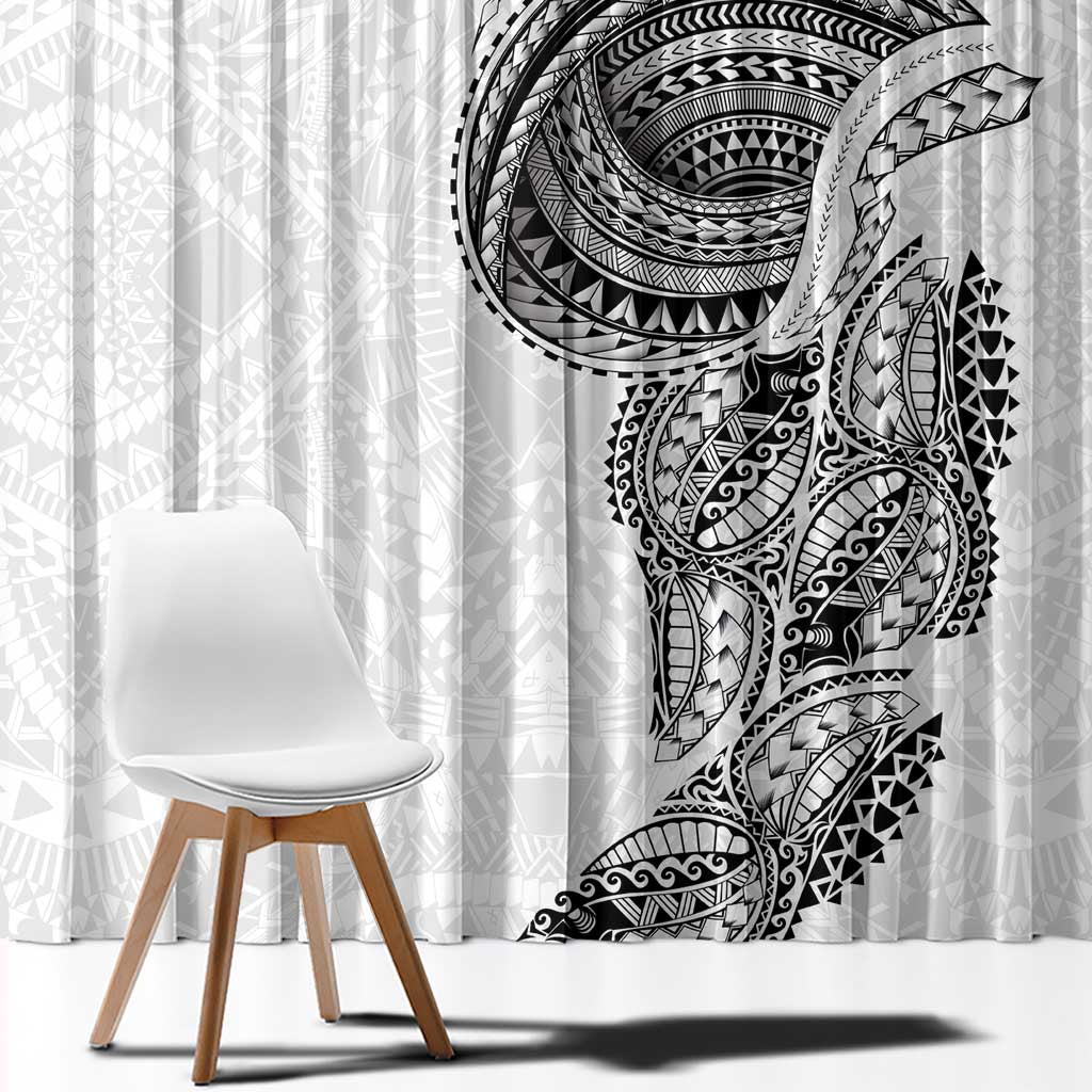 Traditional Polynesian Art Tattoos Window Curtain White Color - Polynesian Pride