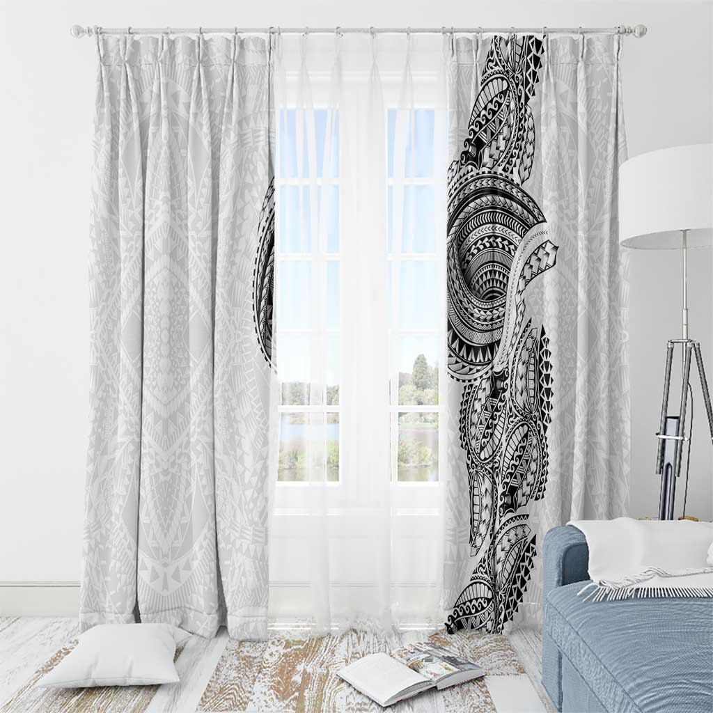 Traditional Polynesian Art Tattoos Window Curtain White Color - Polynesian Pride