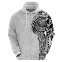 Traditional Polynesian Art Tattoos Zip Hoodie White Color - Polynesian Pride