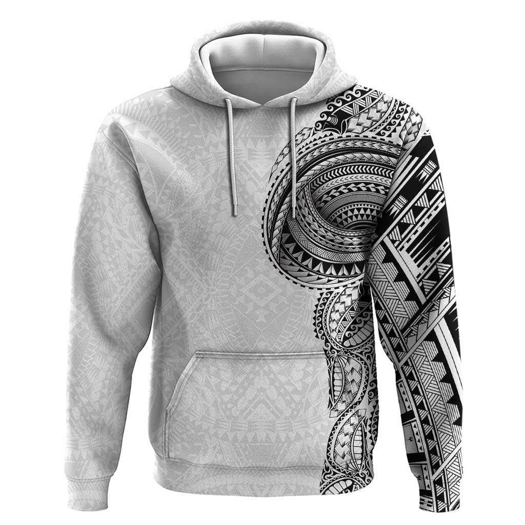 Traditional Polynesian Art Tattoos Zip Hoodie White Color - Polynesian Pride