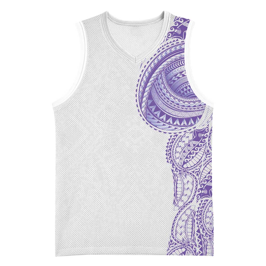 Traditional Polynesian Art Tattoos Basketball Jersey Purple Color - Polynesian Pride